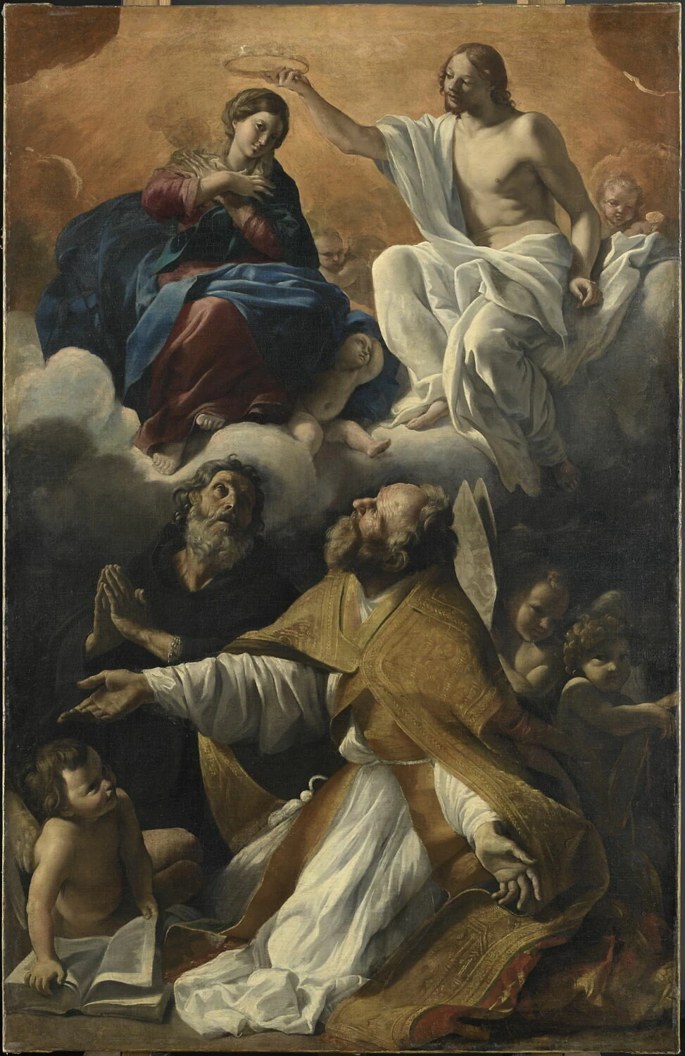 Giovanni Lanfranco-275-L'Incoronazione della Vergine con Sant'Agostino e San Guglielmo d'Aquitania - Museo del Louvre, Parigi